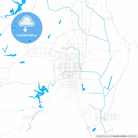 Qujing, China PDF vector map with water in focus