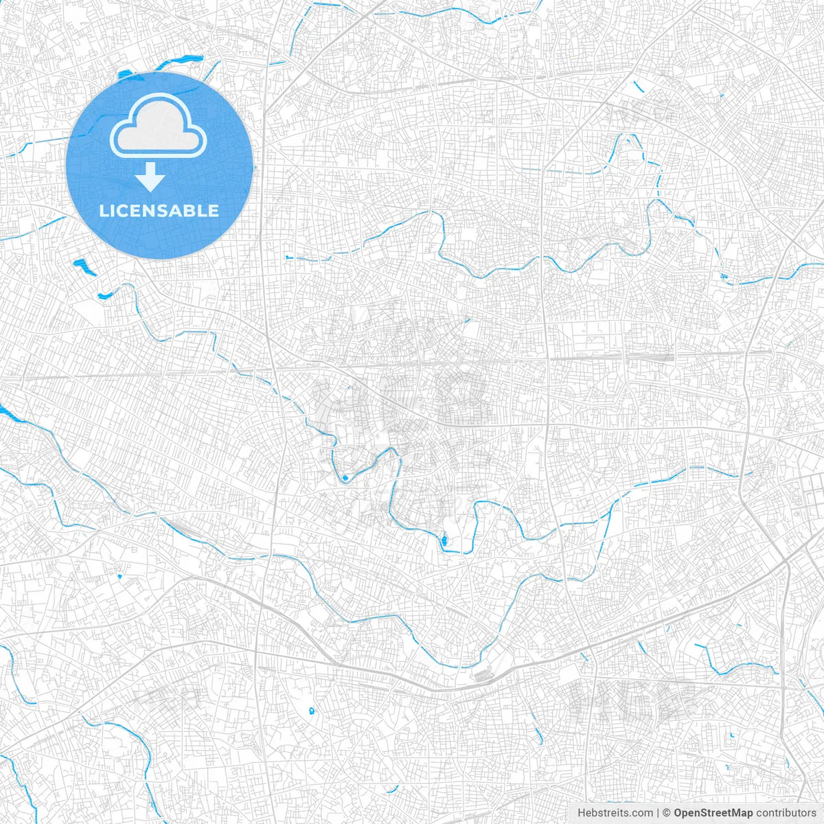 Suginami, Japan PDF vector map with water in focus