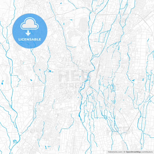 Utsunomiya, Japan PDF vector map with water in focus