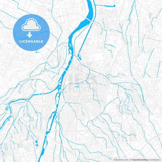 Toyama, Japan PDF vector map with water in focus