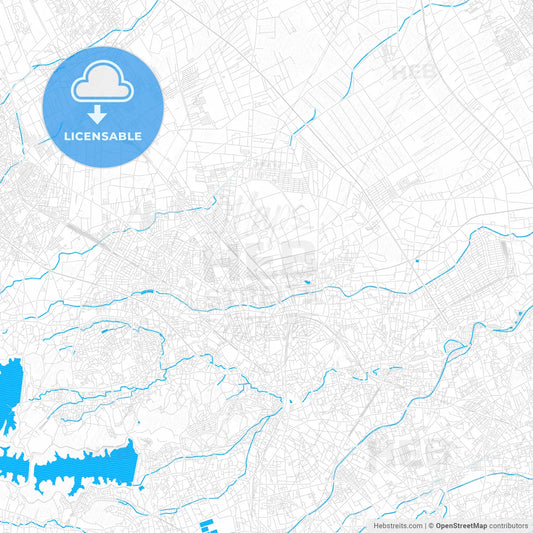 Tokorozawa, Japan PDF vector map with water in focus