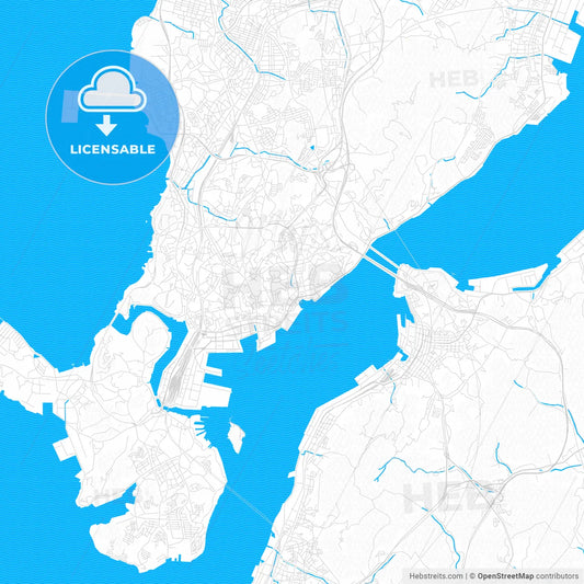 Shimonoseki, Japan PDF vector map with water in focus