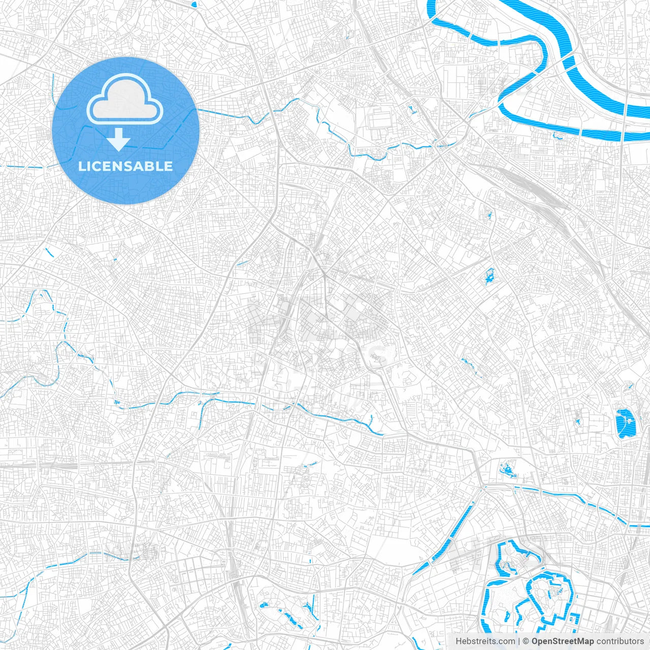 Toshima, Japan PDF vector map with water in focus