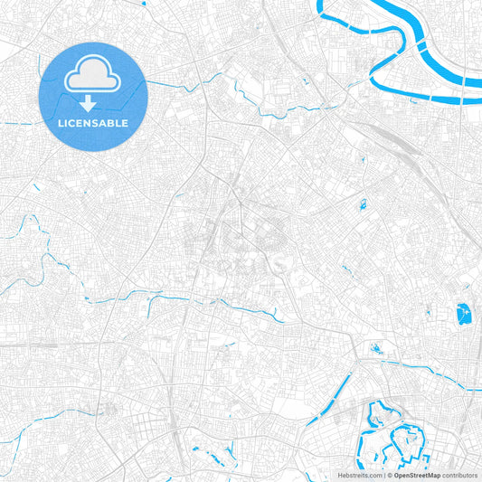 Toshima, Japan PDF vector map with water in focus