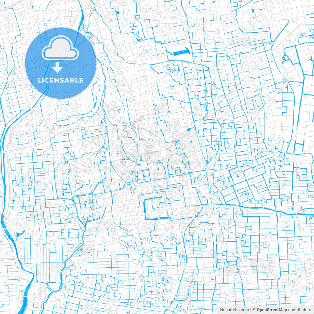 Saga, Japan PDF vector map with water in focus