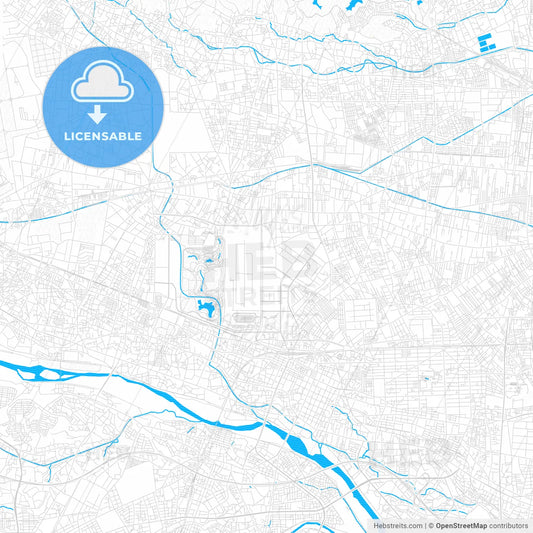 Tachikawa, Japan PDF vector map with water in focus