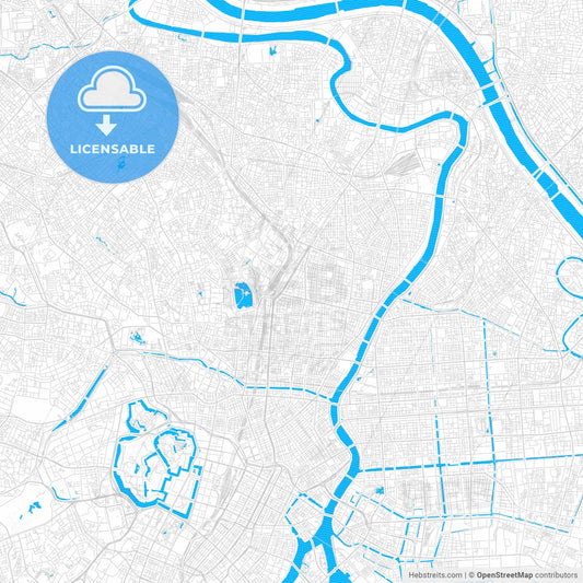 Taitō, Japan PDF vector map with water in focus