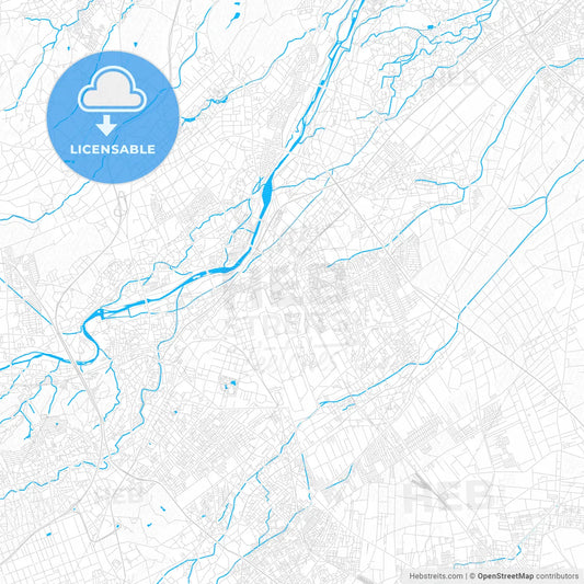 Sayama, Japan PDF vector map with water in focus