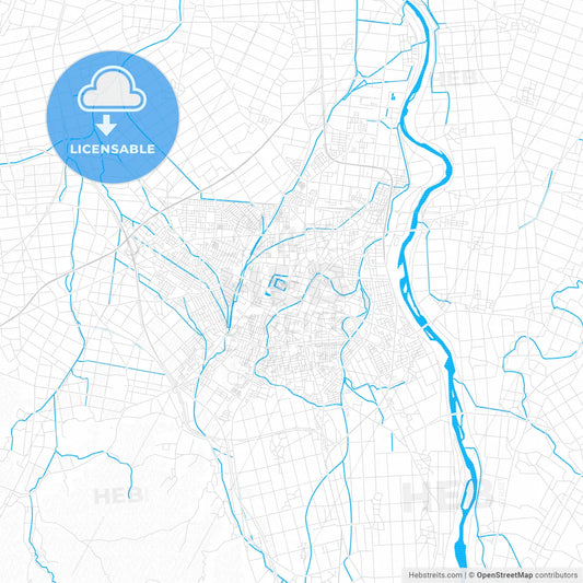 Tsuruoka, Japan PDF vector map with water in focus