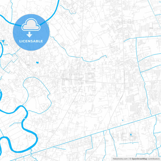 Om Noi, Thailand PDF vector map with water in focus
