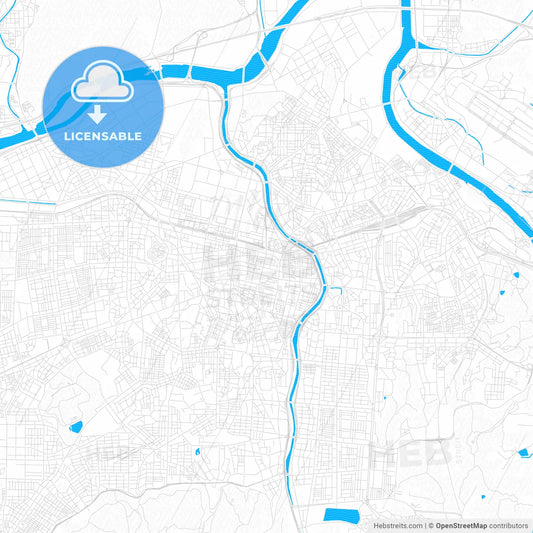 Daegu, South Korea PDF vector map with water in focus