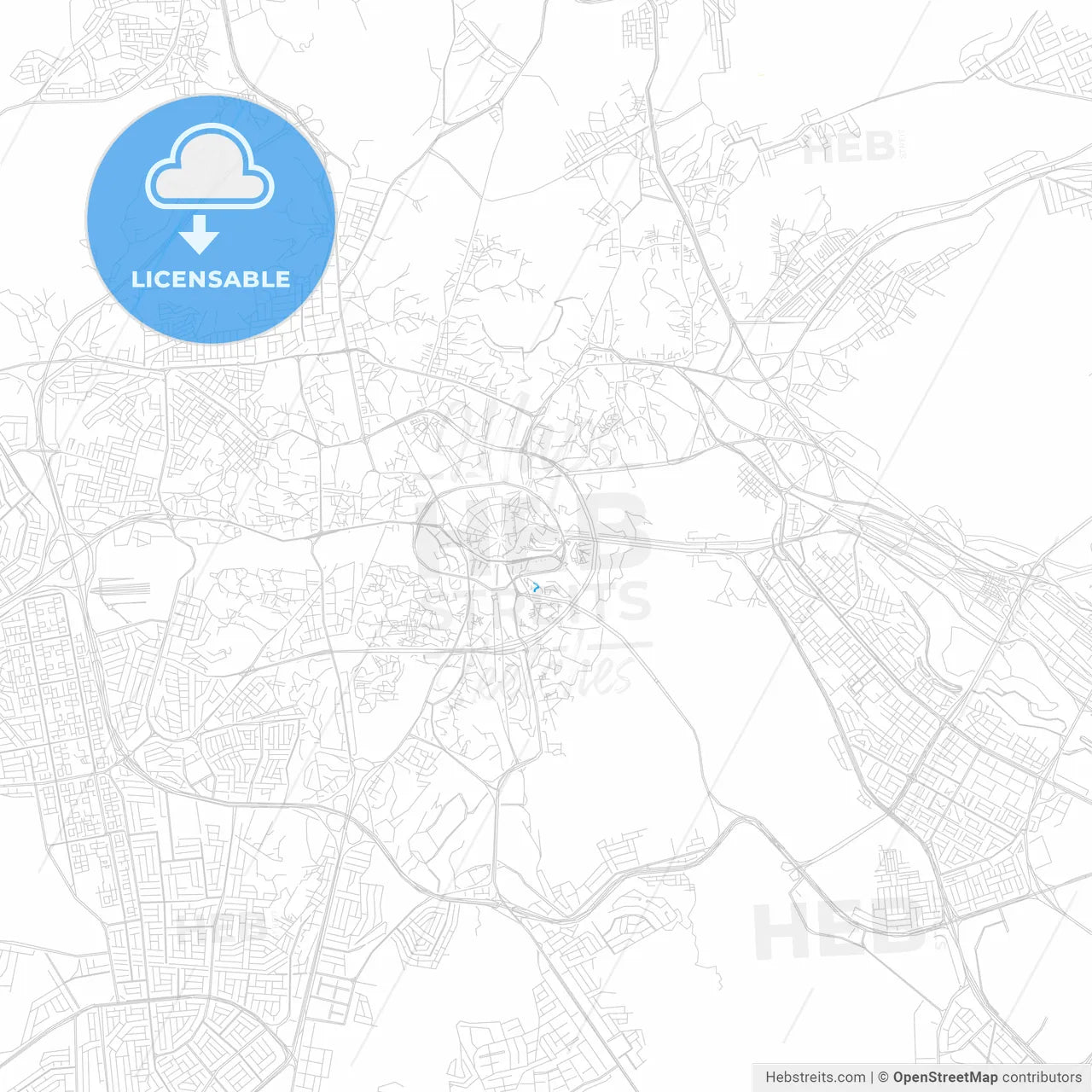 Mecca, Saudi Arabia PDF vector map with water in focus