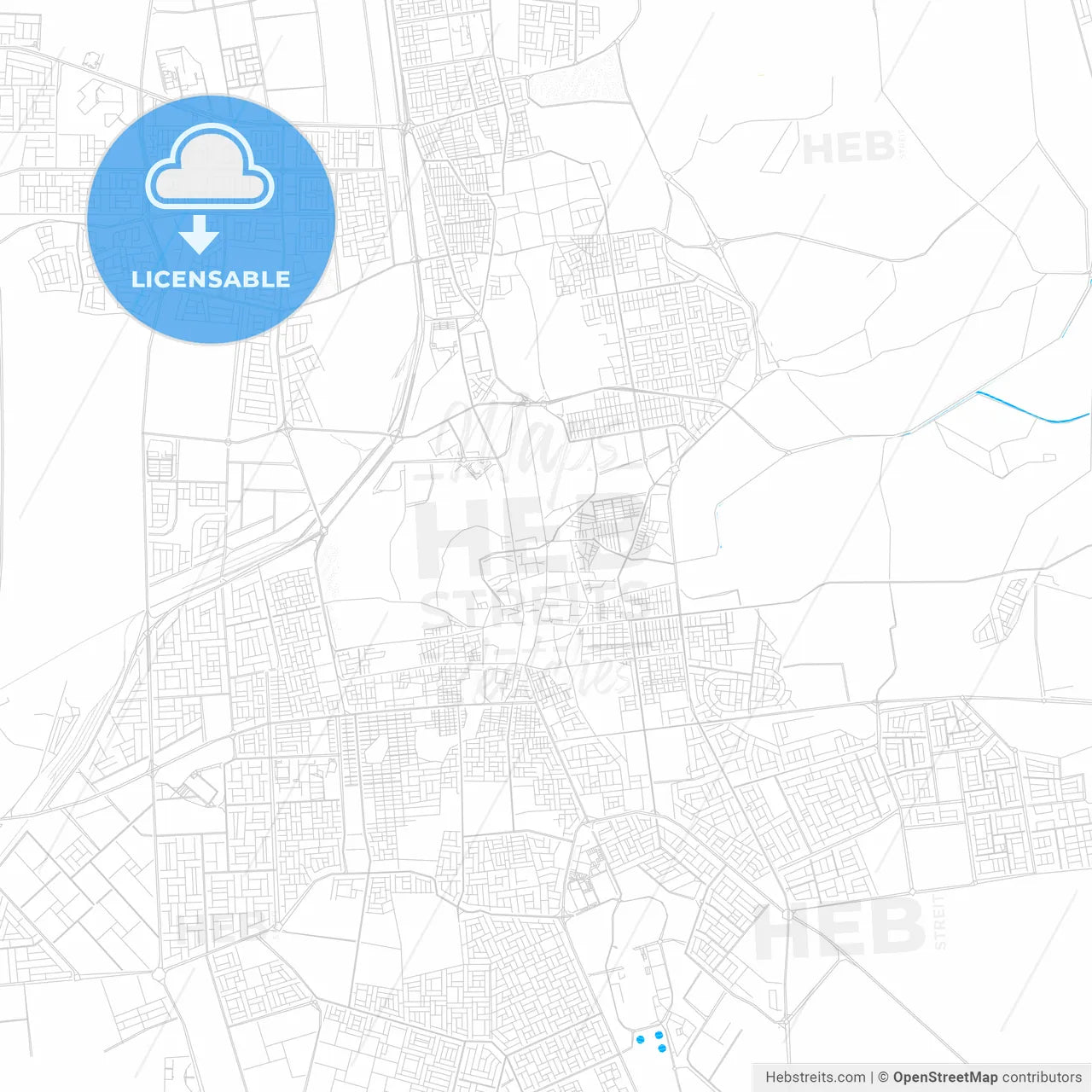 Hofuf, Saudi Arabia PDF vector map with water in focus