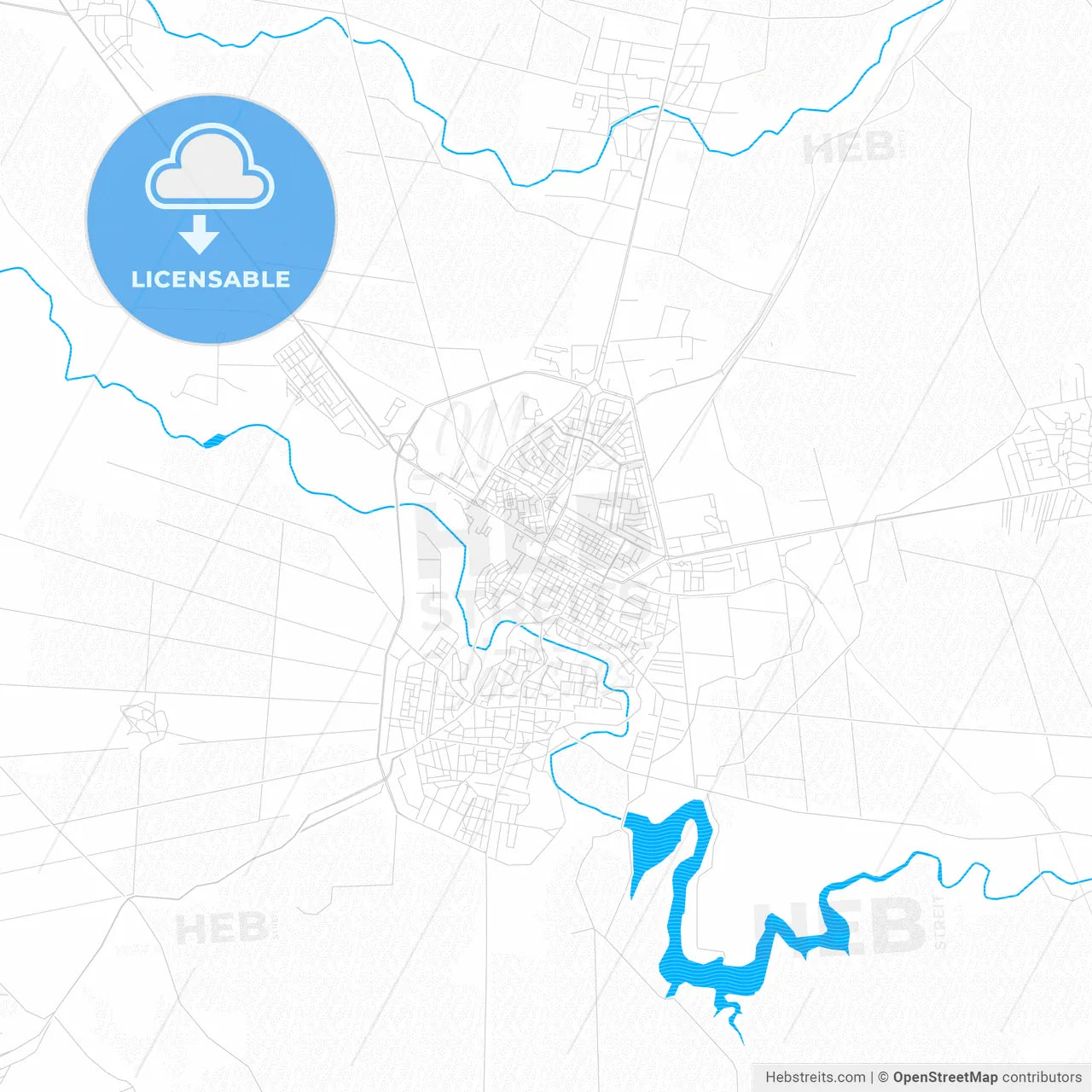 Daraa, Syria PDF vector map with water in focus