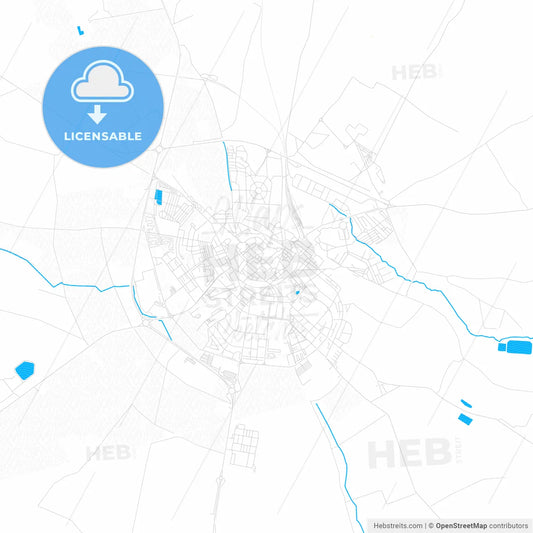 Beja, Portugal PDF vector map with water in focus