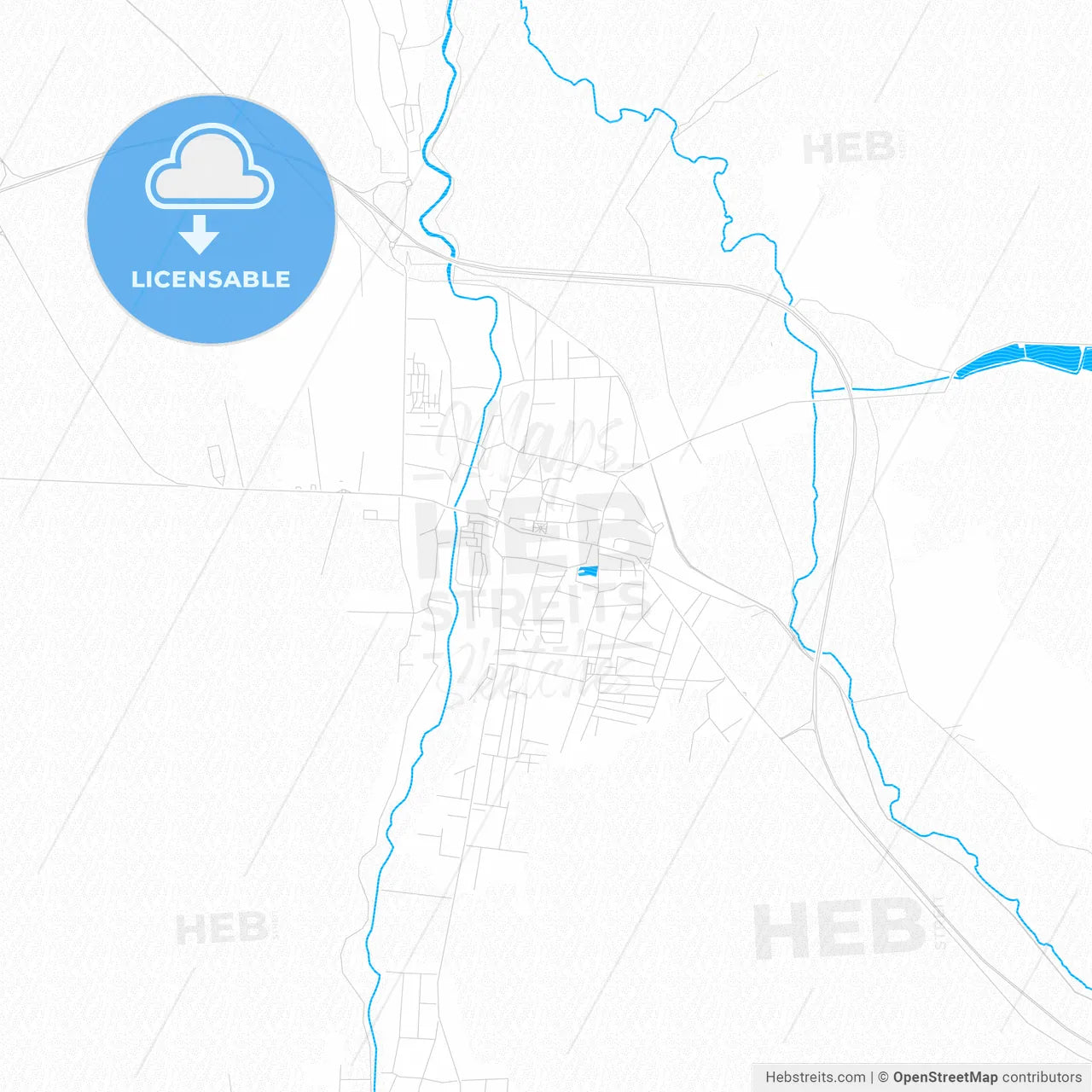 Sebeș, Romania PDF vector map with water in focus