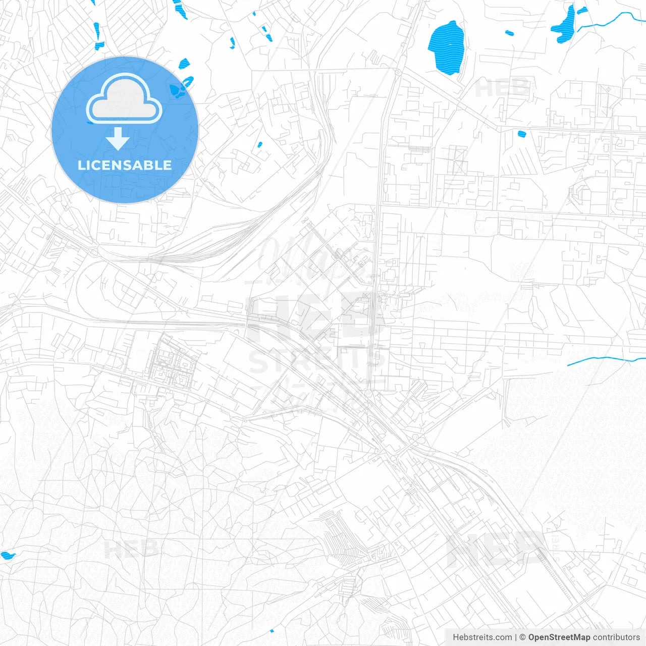 Saratov, Russia PDF vector map with water in focus