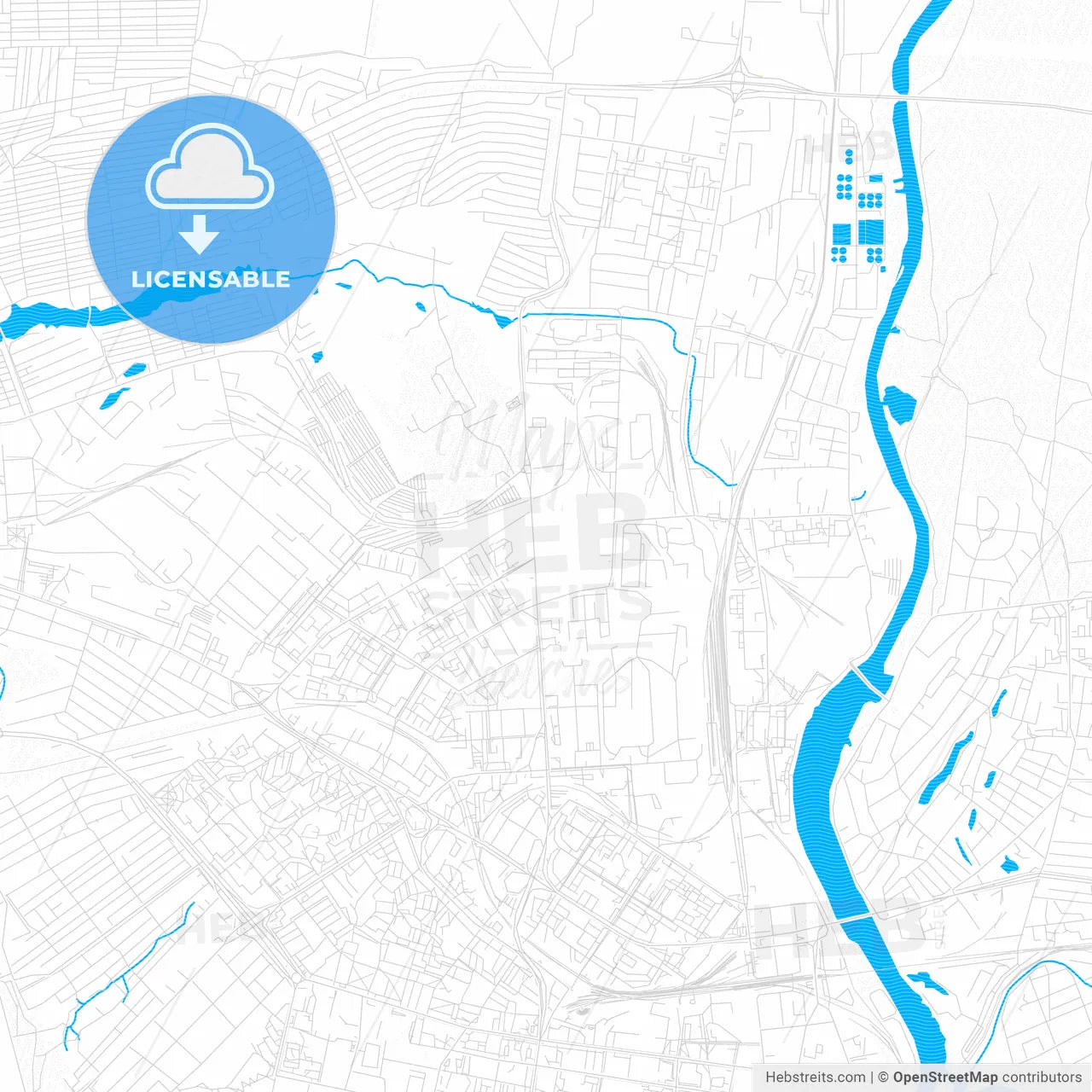 Penza, Russia PDF vector map with water in focus