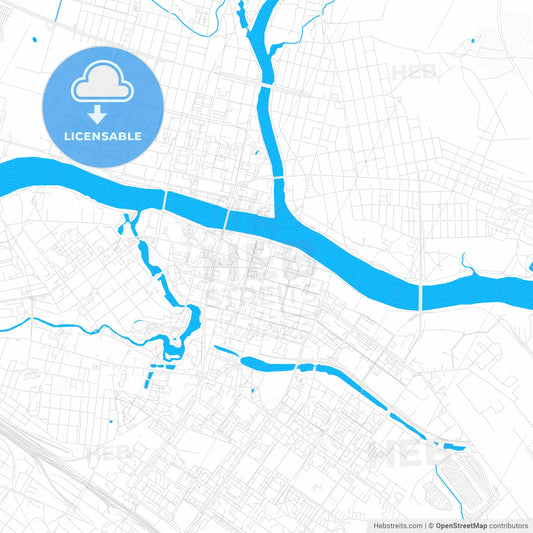 Tver, Russia PDF vector map with water in focus