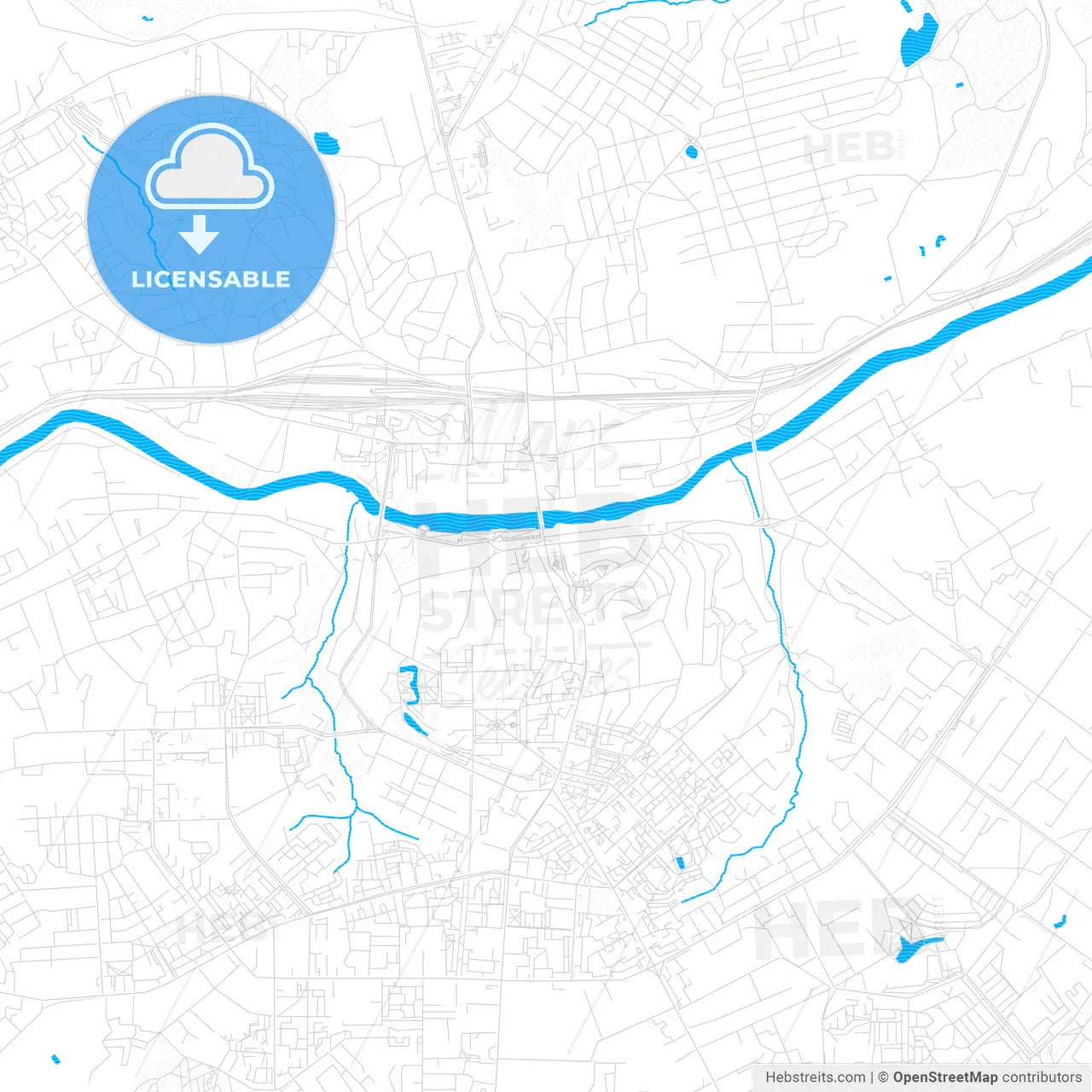 Smolensk, Russia PDF vector map with water in focus