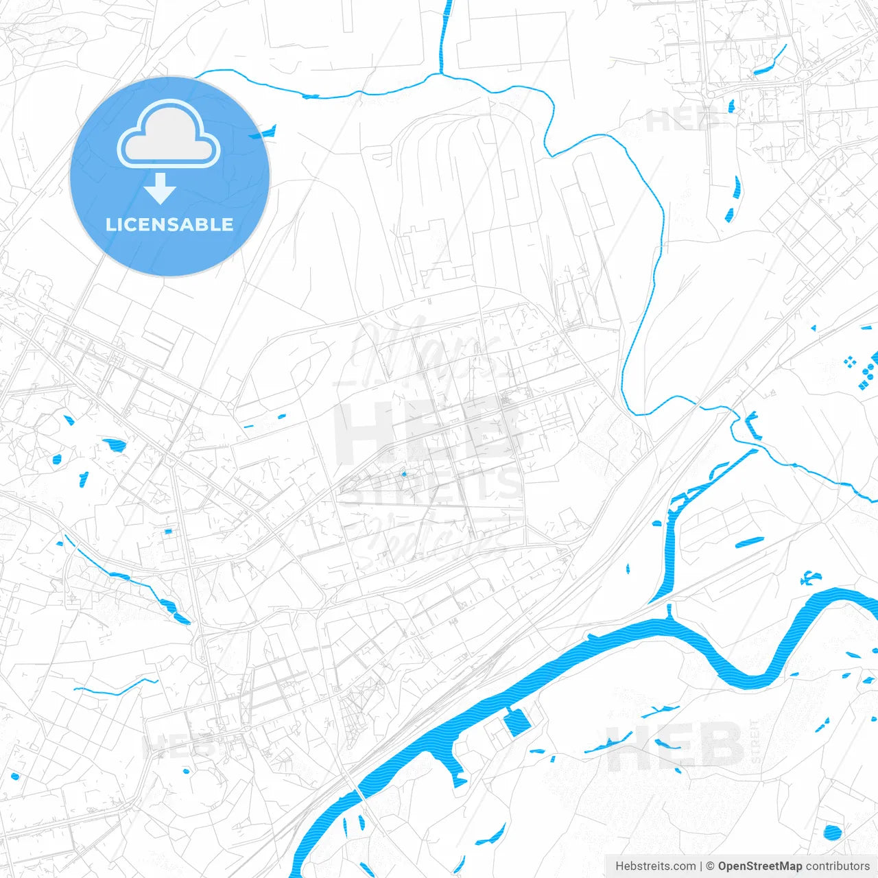 Vladimir, Russia PDF vector map with water in focus