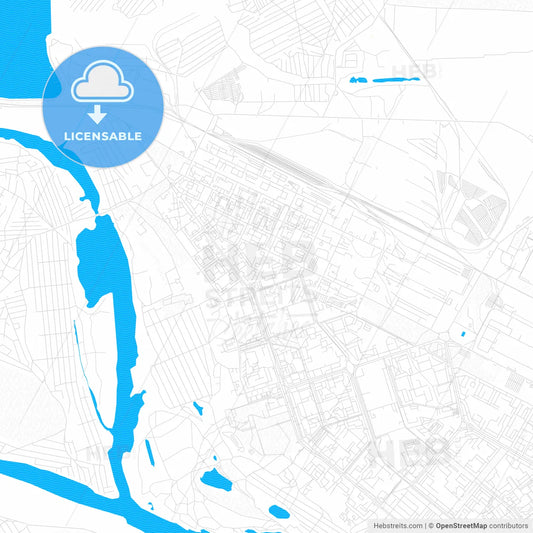 Volzhsky, Russia PDF vector map with water in focus