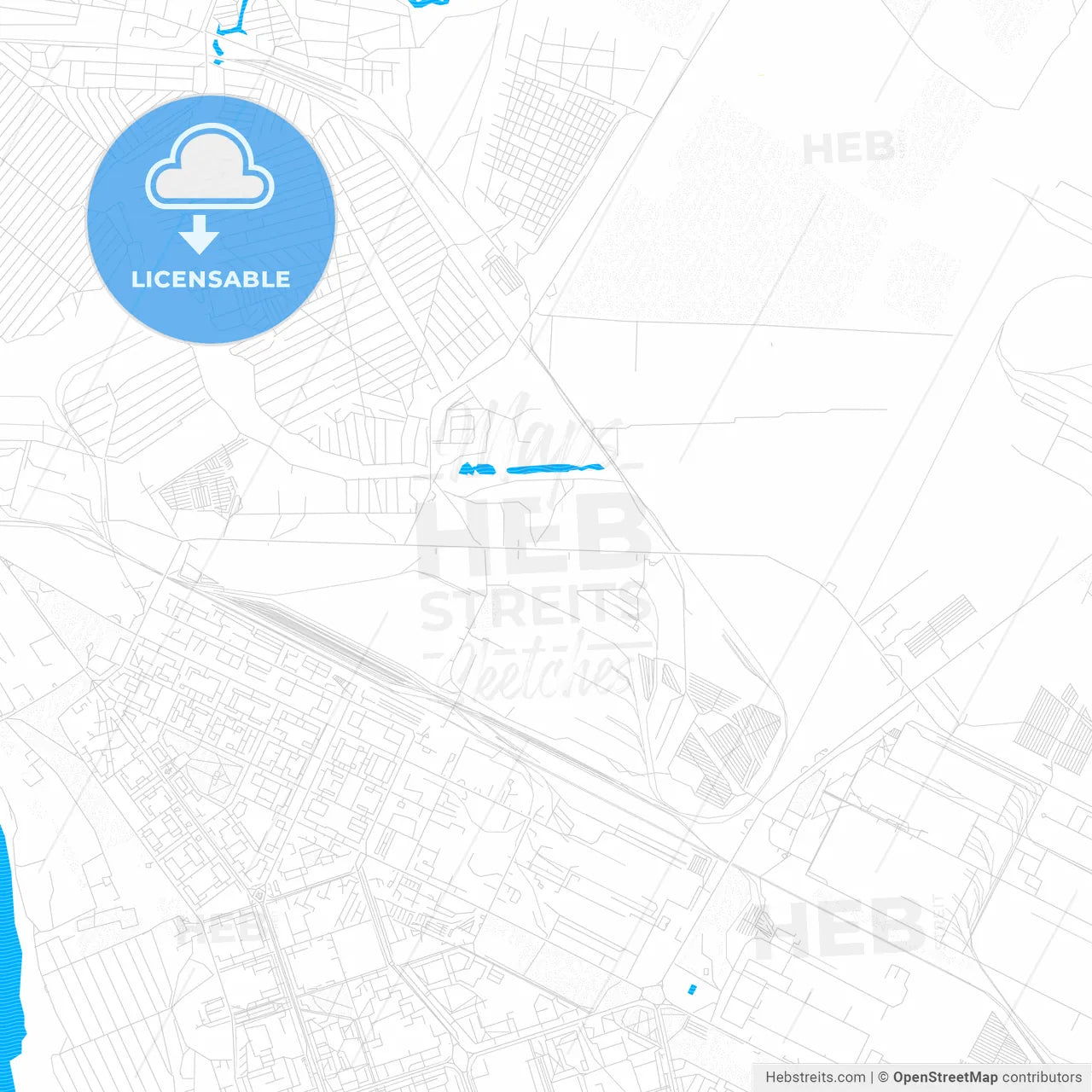 Yakutsk, Russia PDF vector map with water in focus