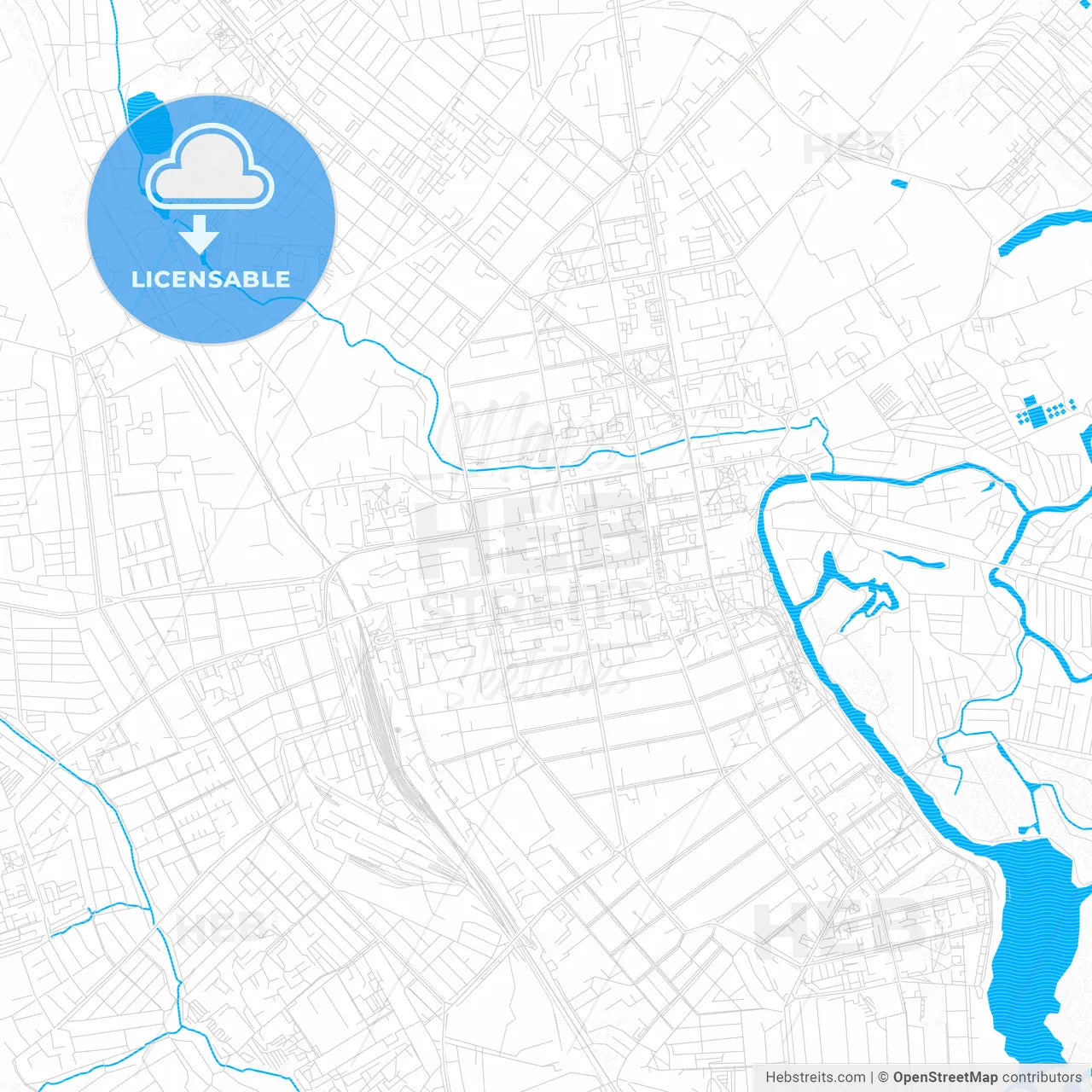 Tambov, Russia PDF vector map with water in focus