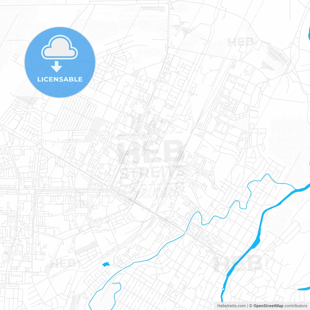 Sterlitamak, Russia PDF vector map with water in focus