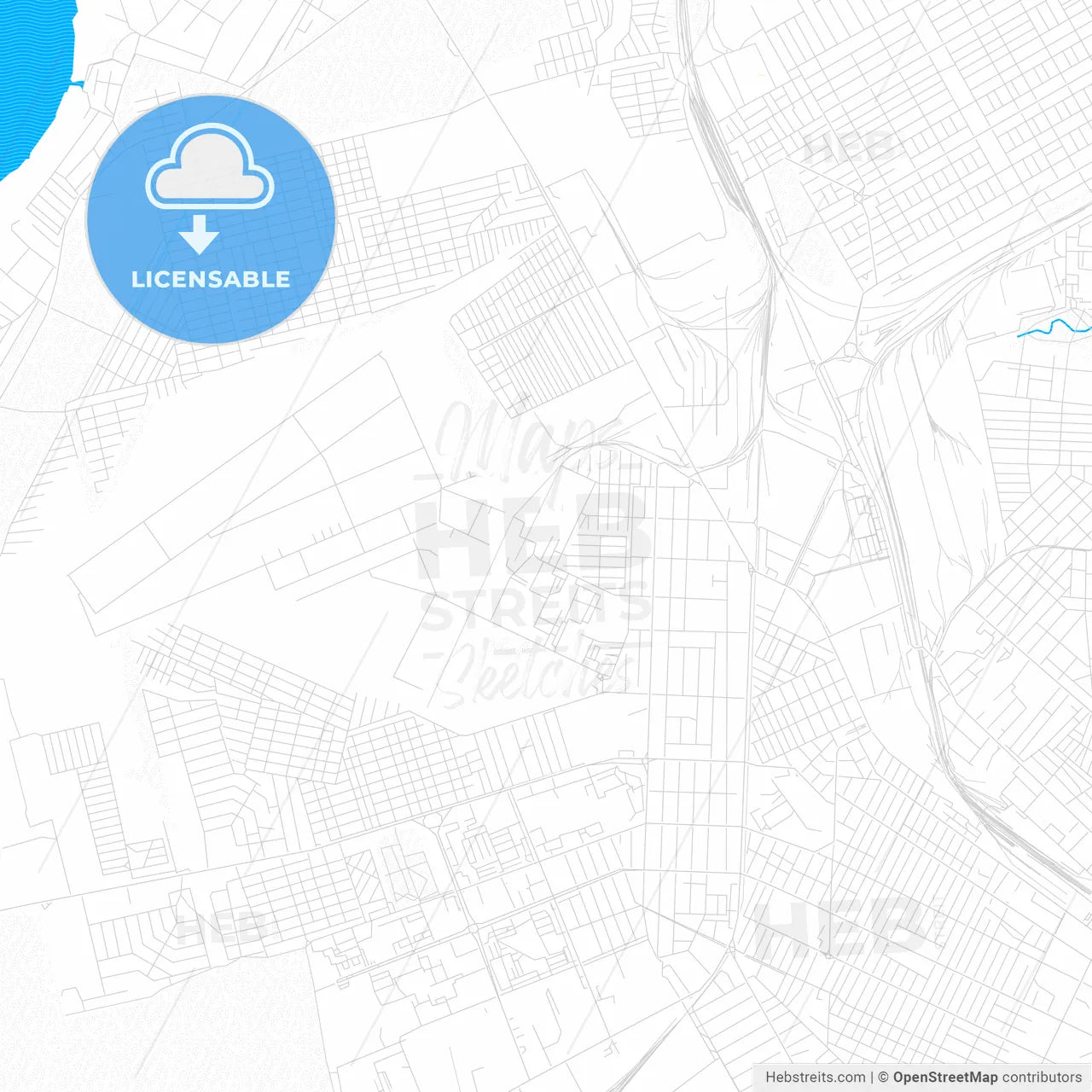 Taganrog, Russia PDF vector map with water in focus
