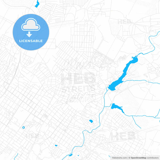 Shakhty, Russia PDF vector map with water in focus