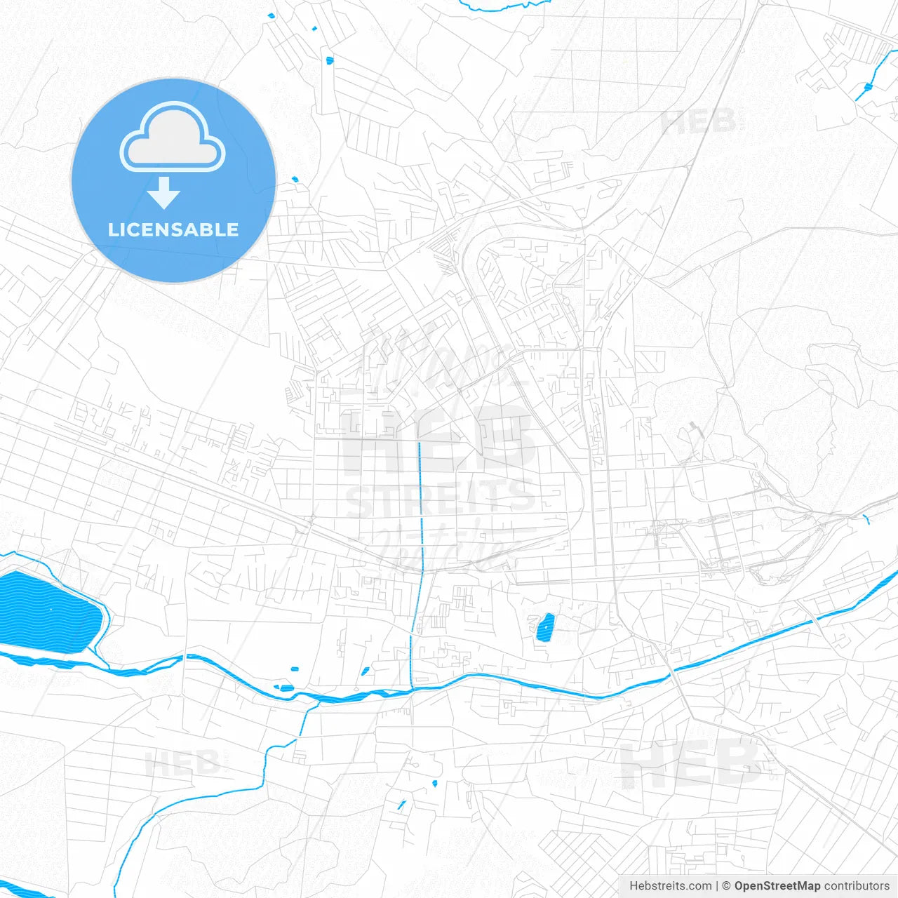 Pyatigorsk, Russia PDF vector map with water in focus