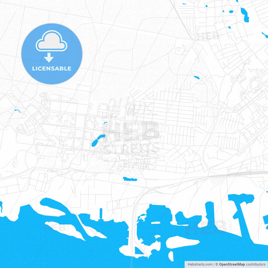 Zelenodolsk, Russia PDF vector map with water in focus