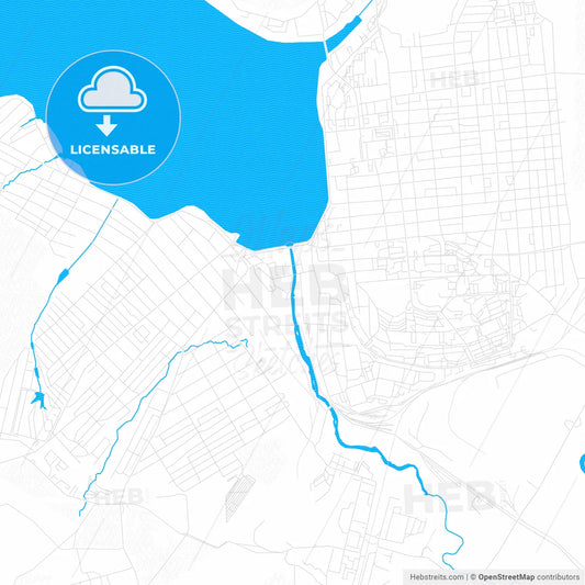 Votkinsk, Russia PDF vector map with water in focus