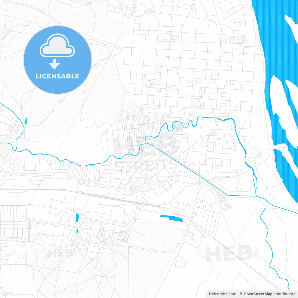 Sarapul, Russia PDF vector map with water in focus
