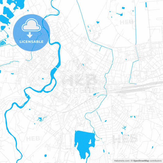 Velikiye Luki, Russia PDF vector map with water in focus