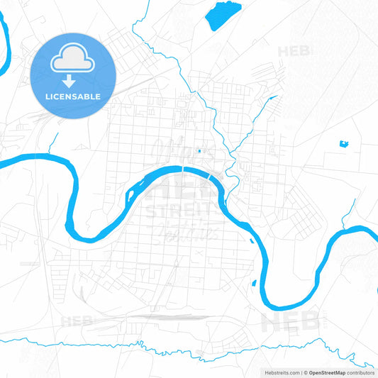 Rzhev, Russia PDF vector map with water in focus