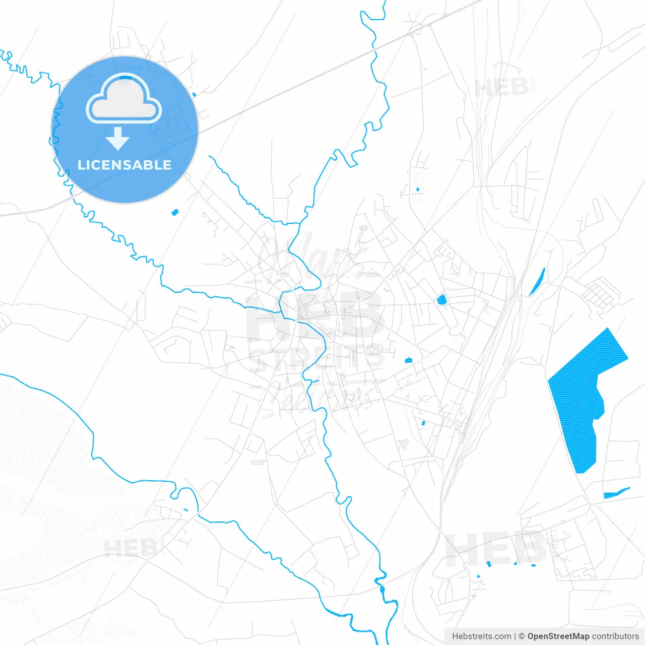 Vyazma, Russia PDF vector map with water in focus
