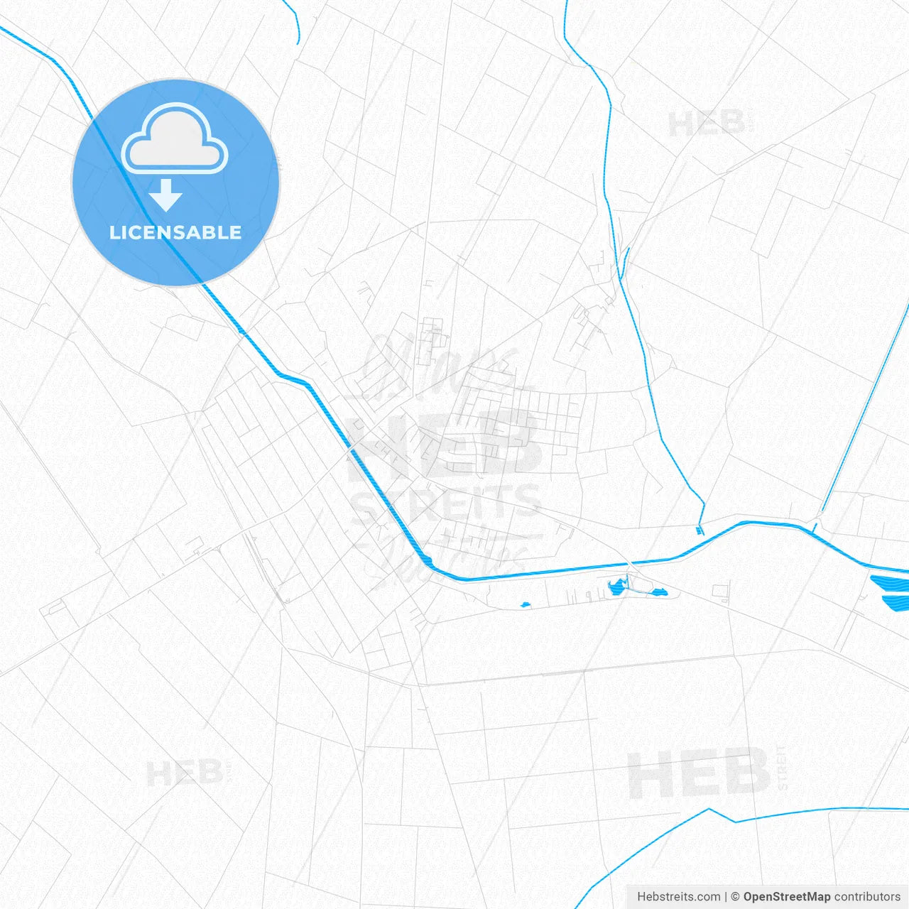 Kula, Serbia PDF vector map with water in focus
