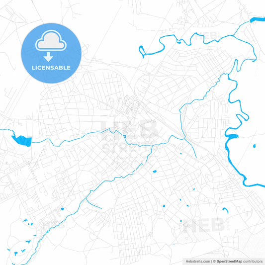 Roslavl, Russia PDF vector map with water in focus