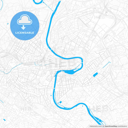 Bern, Switzerland PDF vector map with water in focus