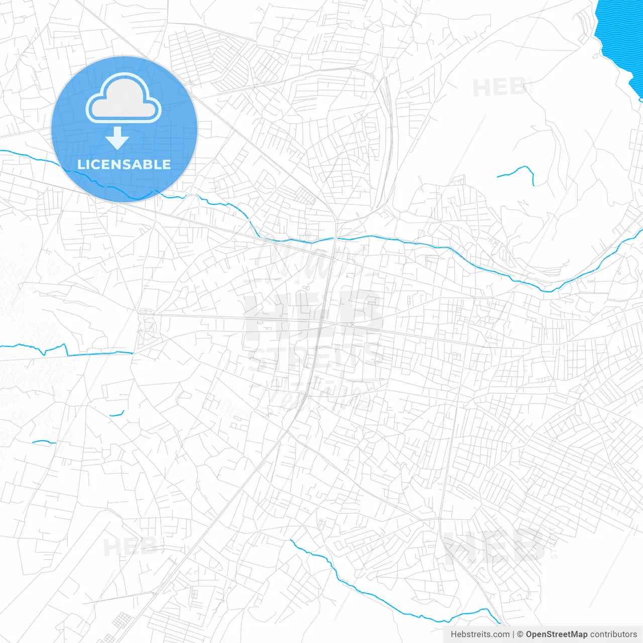 Van, Turkey PDF vector map with water in focus