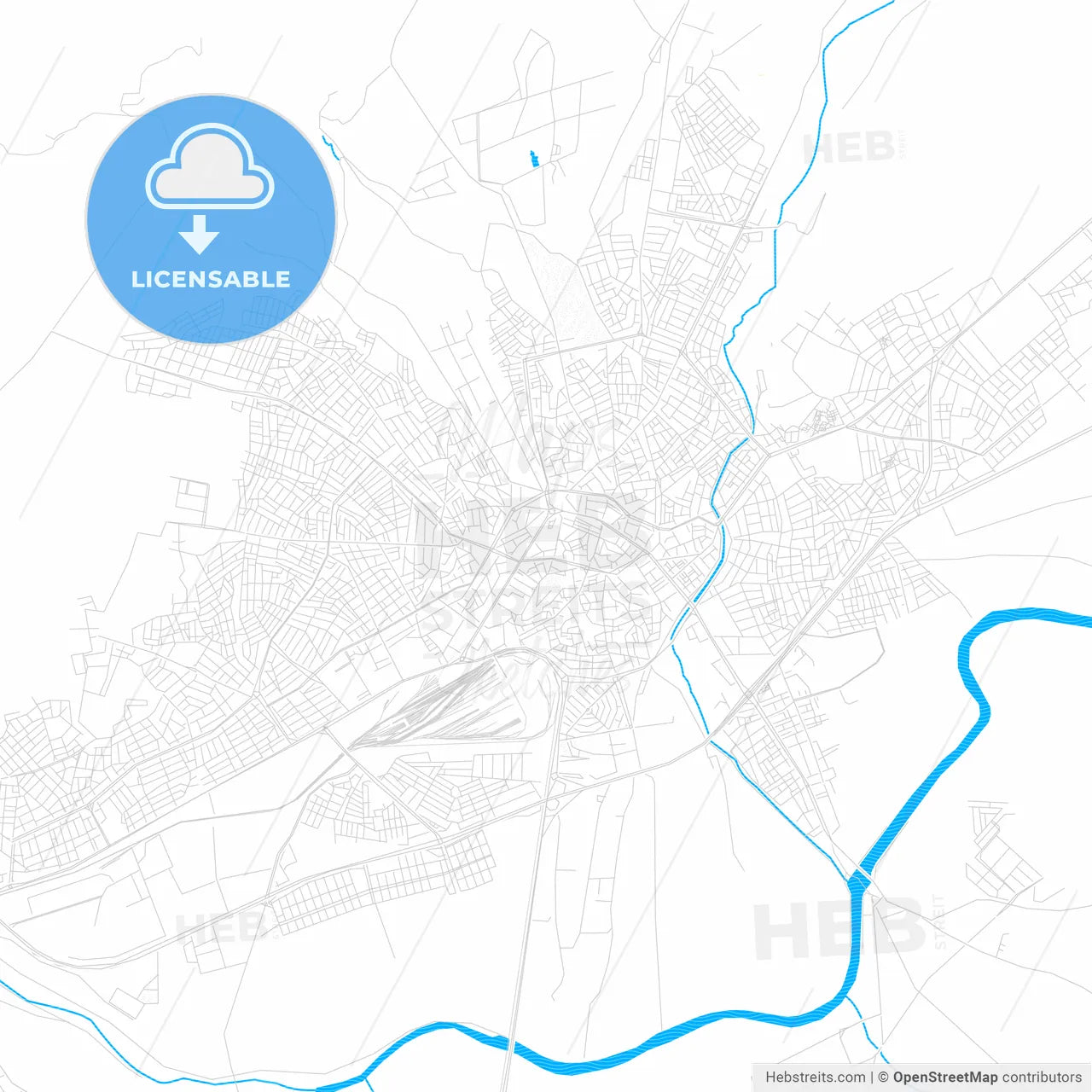 Sivas, Turkey PDF vector map with water in focus