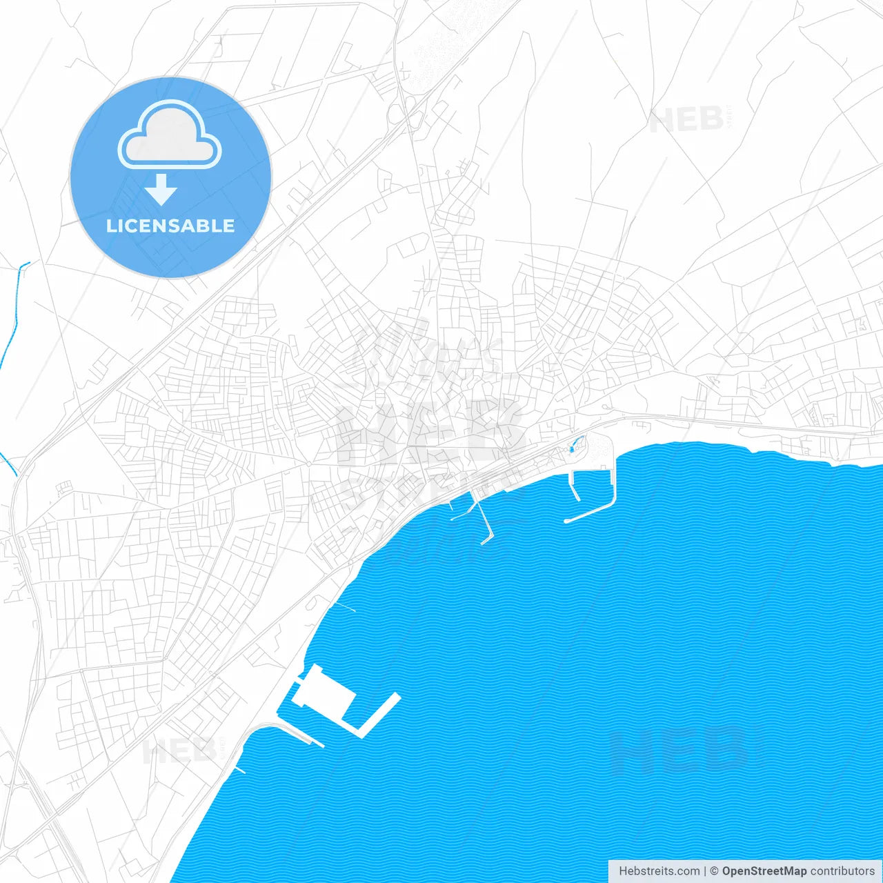 Tekirdağ, Turkey PDF vector map with water in focus