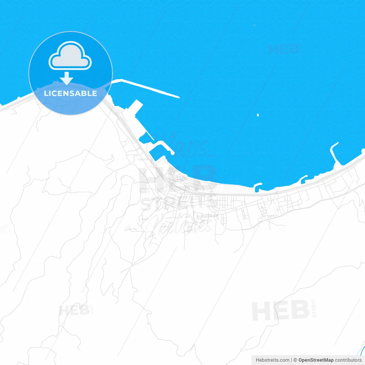 Rize, Turkey PDF vector map with water in focus