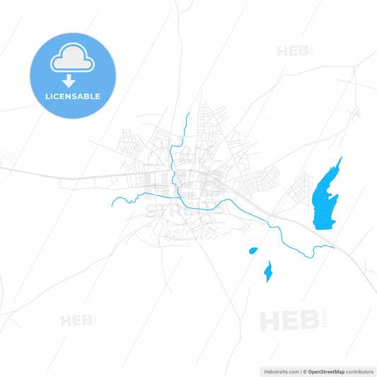 Sorgun, Turkey PDF vector map with water in focus