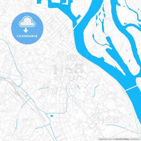 Kyiv, Ukraine PDF vector map with water in focus