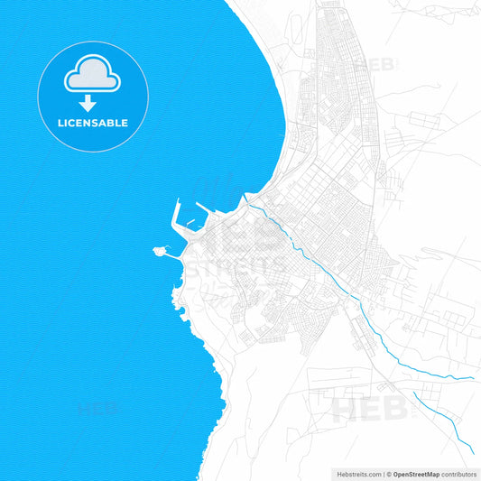 Arica, Chile PDF vector map with water in focus