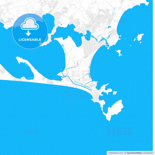 Cabo, Brazil PDF vector map with water in focus