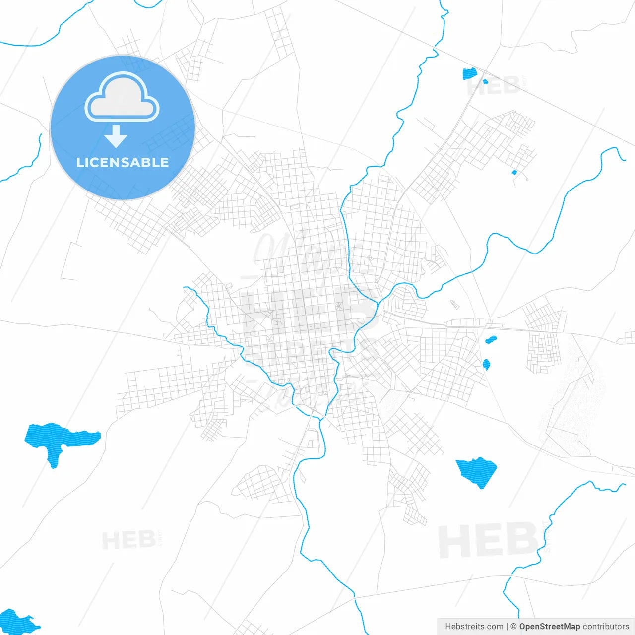 Bage, Brazil PDF vector map with water in focus